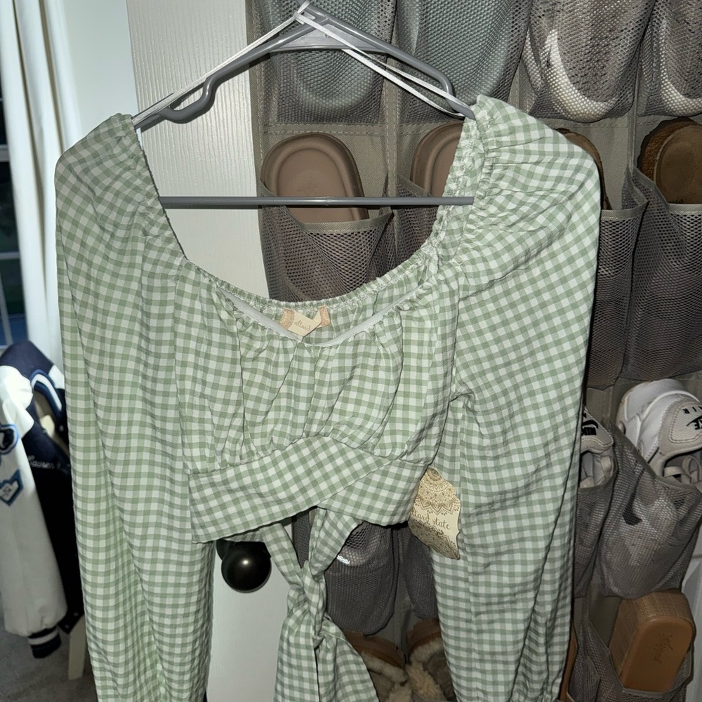 Altar'd State Green Gingham Crop Top